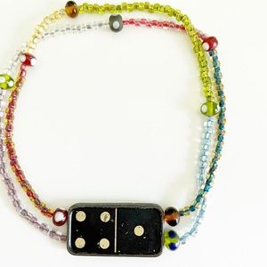 Beaded Vintage Wills & Sons Fine Shagg Tobaco Domino Handmade Necklace